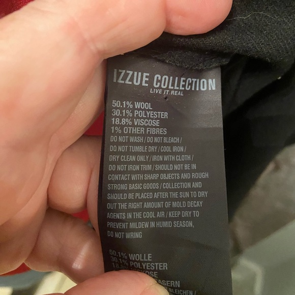 Izzue Collection Black Raw Edge Wool Blend Wrap Blazer - Picture 8 of 9